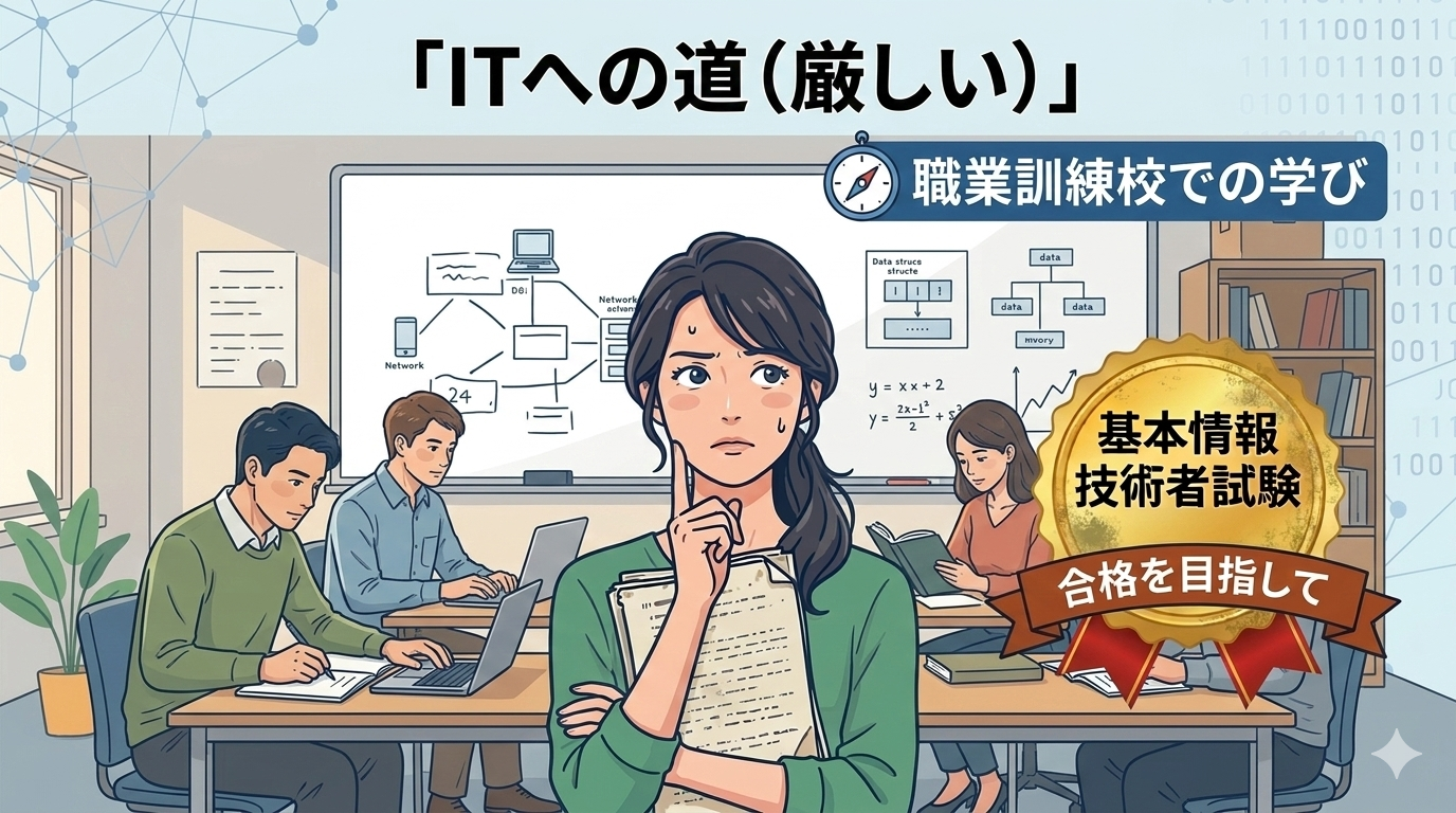 職業訓練で女性が不安そうにしている様子